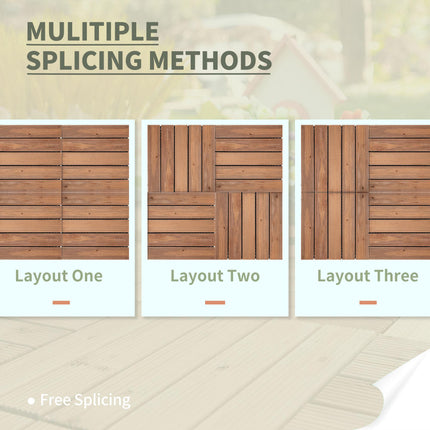 27 Piece Solid Wood Interlocking Deck Tiles Set 2.5㎡ - Brown
