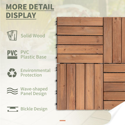27 Piece Solid Wood Interlocking Deck Tiles Set 2.5㎡ - Brown