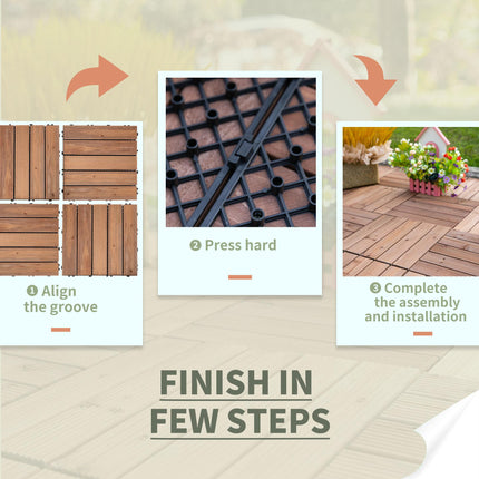 27 Piece Solid Wood Interlocking Deck Tiles Set 2.5㎡ - Brown