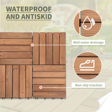 27 Piece Solid Wood Interlocking Deck Tiles Set 2.5㎡ - Brown