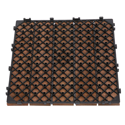 27 Piece Solid Wood Interlocking Deck Tiles Set 2.5㎡ - Brown