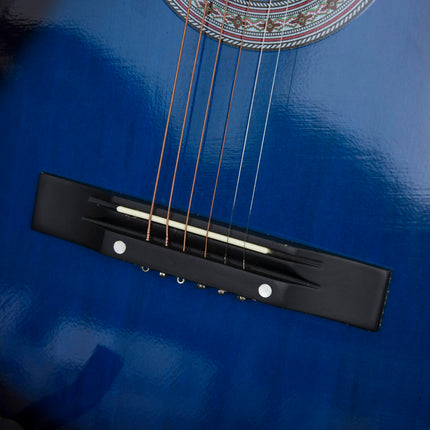 38in Beginner Cutaway Acoustic Electric Guitar with Case - Blue