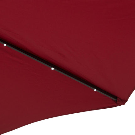 24 LED Solar Powered Garden Parasol with UV Resistant Fabric - Wine Red