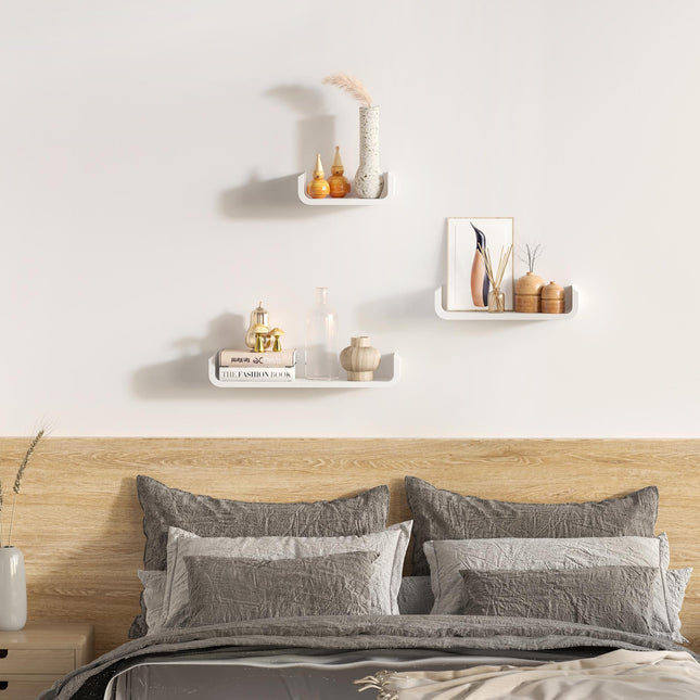 Floating Shelves, Set of 3 Wall Shelf, Shelves for Wall Invisible Mounting, Bedr