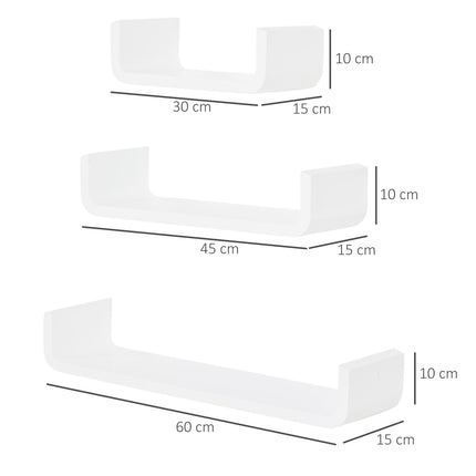 Floating Shelves, Set of 3 Wall Shelf, Shelves for Wall Invisible Mounting, Bedr