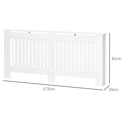 Slatted Radiator Cover Cabinet 172L x 19W x 81H cm with MDF Lined Grill - White
