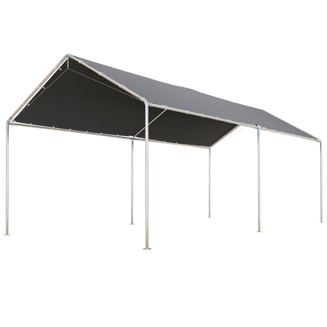 3 x 6m Heavy Duty Galvanised Steel Carport Shelter - Waterproof Grey