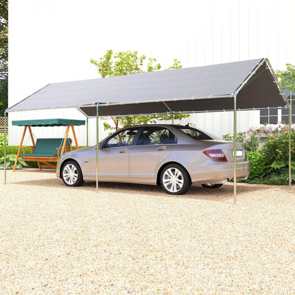3 x 6m Heavy Duty Galvanised Steel Carport Shelter - Waterproof Grey