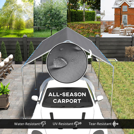 3 x 6m Heavy Duty Galvanised Steel Carport Shelter - Waterproof Grey