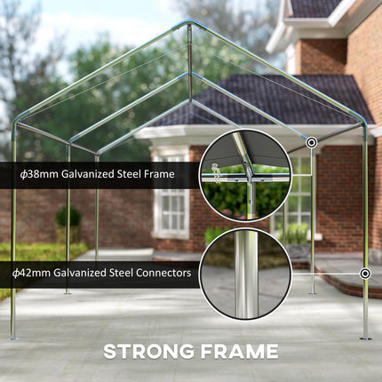 3 x 6m Heavy Duty Galvanised Steel Carport Shelter - Waterproof Grey