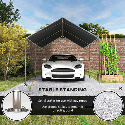 3 x 6m Heavy Duty Galvanised Steel Carport Shelter - Waterproof Grey