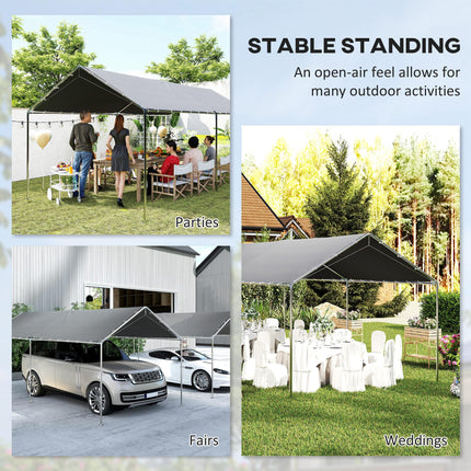 3 x 6m Heavy Duty Galvanised Steel Carport Shelter - Waterproof Grey