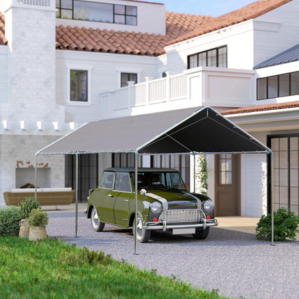 3 x 6m Heavy Duty Galvanised Steel Carport Shelter - Waterproof Grey