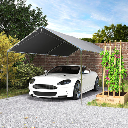 3 x 6m Heavy Duty Galvanised Steel Carport Shelter - Waterproof Grey