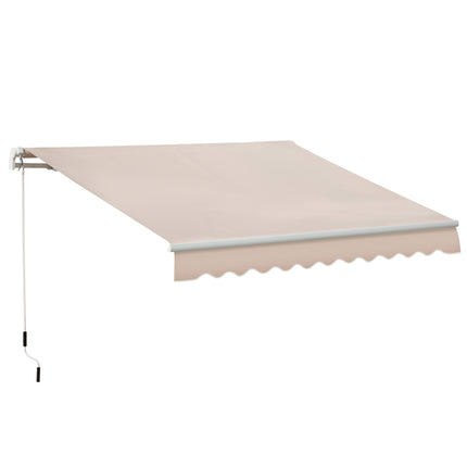 Retractable Manual Awning Sun Shade Canopy 395x250 cm with Crank Handle - Beige