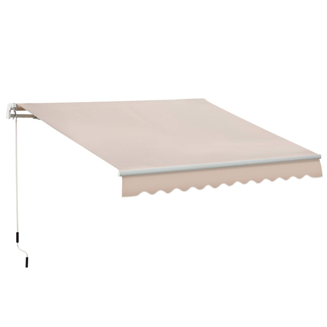 Retractable Manual Awning Sun Shade Canopy 395x250 cm with Crank Handle - Beige