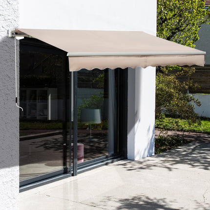 Retractable Manual Awning Sun Shade Canopy 395x250 cm with Crank Handle - Beige