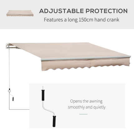 Retractable Manual Awning Sun Shade Canopy 395x250 cm with Crank Handle - Beige