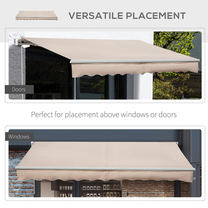 Retractable Manual Awning Sun Shade Canopy 395x250 cm with Crank Handle - Beige