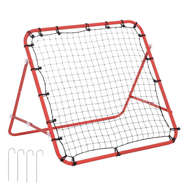 Rebounder Net with PE Mesh and Metal Tube Frame 96x80x96cm - Red and Black