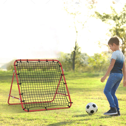 Rebounder Net with PE Mesh and Metal Tube Frame 96x80x96cm - Red and Black
