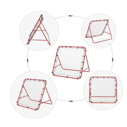 Rebounder Net with PE Mesh and Metal Tube Frame 96x80x96cm - Red and Black