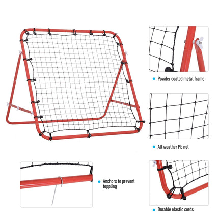 Rebounder Net with PE Mesh and Metal Tube Frame 96x80x96cm - Red and Black