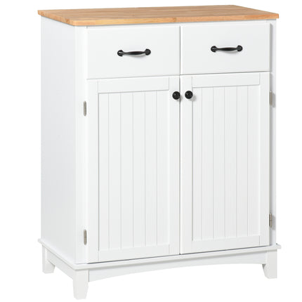 Modern Kitchen Cupboard Storage Cabinet with 2 Drawers and Tableware Organizer - White