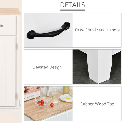 Modern Kitchen Cupboard Storage Cabinet with 2 Drawers and Tableware Organizer - White