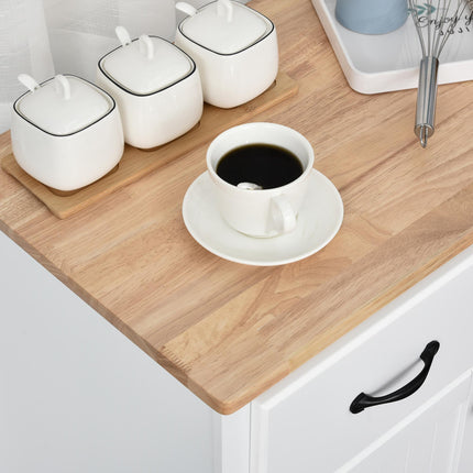 Modern Kitchen Cupboard Storage Cabinet with 2 Drawers and Tableware Organizer - White