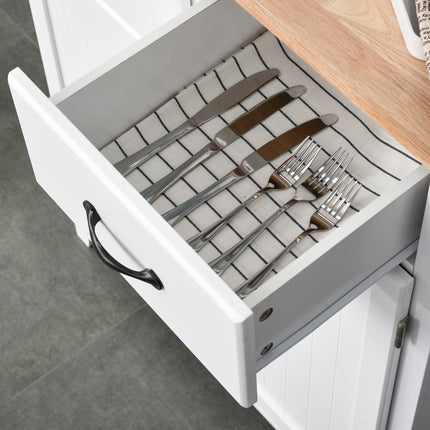 Modern Kitchen Cupboard Storage Cabinet with 2 Drawers and Tableware Organizer - White