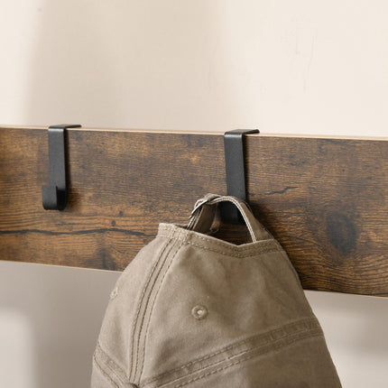 Industrial Coat Rack Stand with Removable Hooks & Shoe Rack 72L x 34W x 185H cm - Rustic Brown