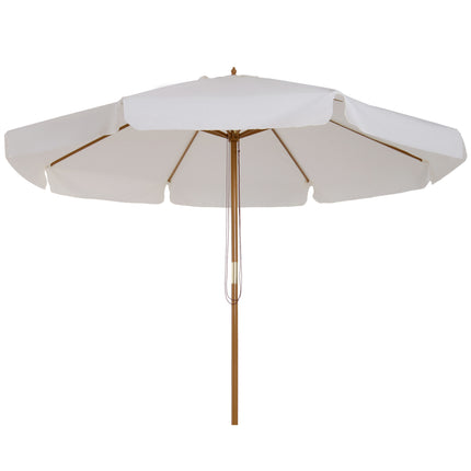 3.3m Wooden Garden Parasol with Cream Canopy - Cream
