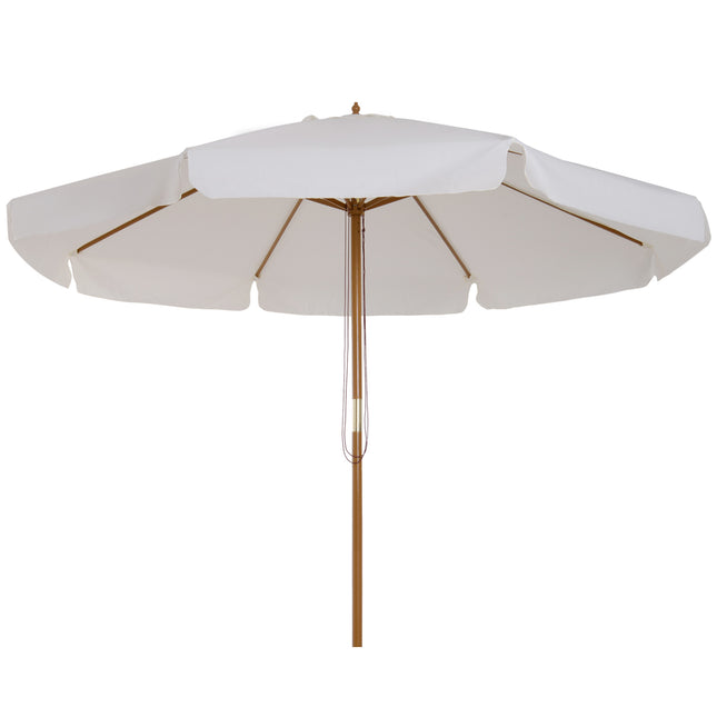 3.3m Wooden Garden Parasol with Cream Canopy - Cream