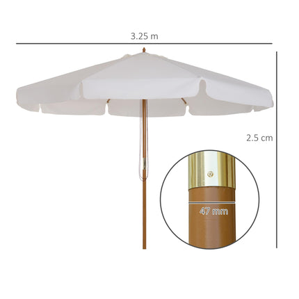 3.3m Wooden Garden Parasol with Cream Canopy - Cream
