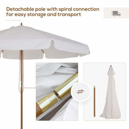 3.3m Wooden Garden Parasol with Cream Canopy - Cream