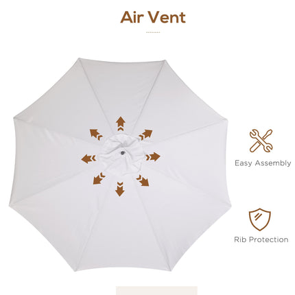 3.3m Wooden Garden Parasol with Cream Canopy - Cream