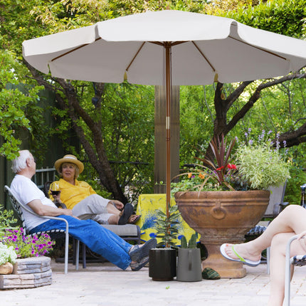 3.3m Wooden Garden Parasol with Cream Canopy - Cream