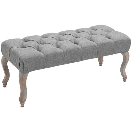 Tufted Upholstered Accent Bench Window Seat Bed End Stool Fabric Ottoman for Liv