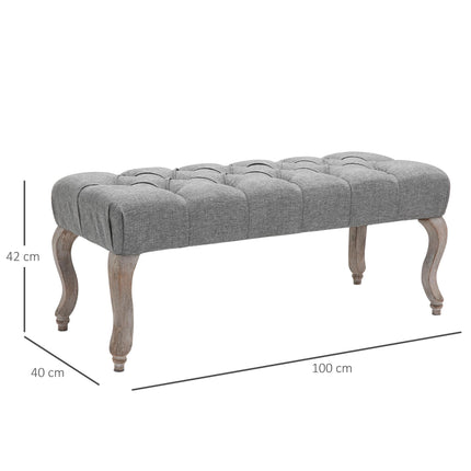 Tufted Upholstered Accent Bench Window Seat Bed End Stool Fabric Ottoman for Liv