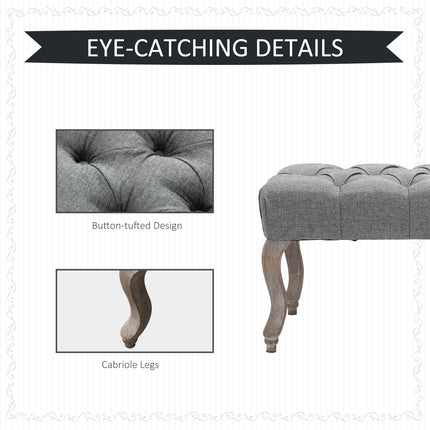 Tufted Upholstered Accent Bench Window Seat Bed End Stool Fabric Ottoman for Liv