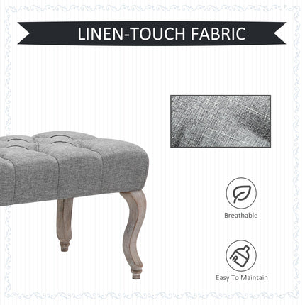 Tufted Upholstered Accent Bench Window Seat Bed End Stool Fabric Ottoman for Liv