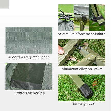 1 Person Foldable Camping Tent Set with Sleeping Bag, Air Mattress & Pillow - Green