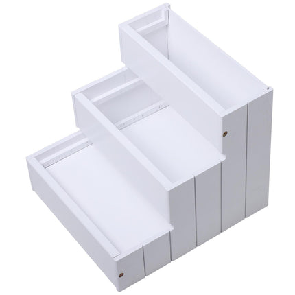 3 Step Wooden Carpeted Pet Stairs for Cats & Small Dogs with Non-Slip Carpet - White