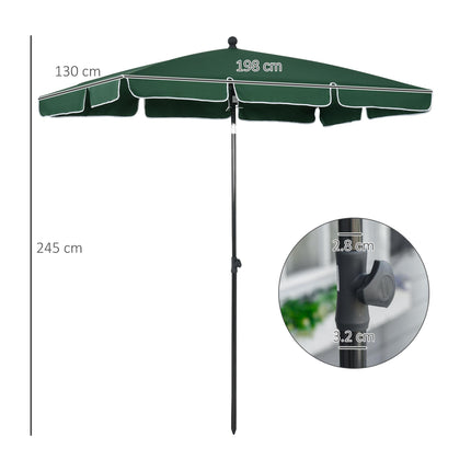 2 Metre Aluminium Patio Sun Umbrella with Tilt Mechanism - Green