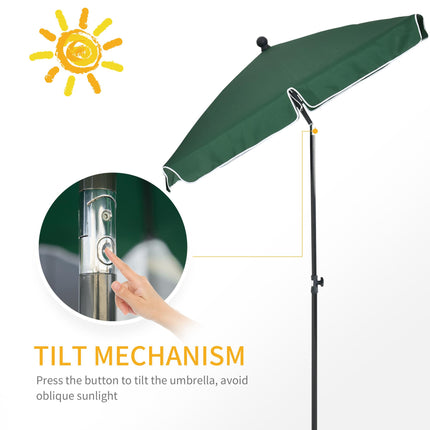 2 Metre Aluminium Patio Sun Umbrella with Tilt Mechanism - Green
