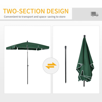2 Metre Aluminium Patio Sun Umbrella with Tilt Mechanism - Green