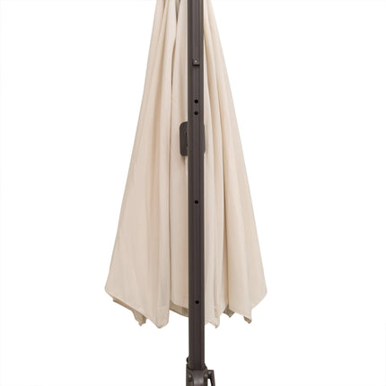 3M Banana Hanging Cantilever Parasol with Cross Base 3M 360° Rotation Hand Crank Aluminium Frame - Beige