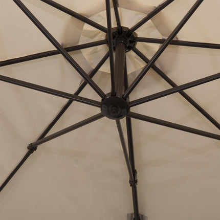 3M Banana Hanging Cantilever Parasol with Cross Base 3M 360° Rotation Hand Crank Aluminium Frame - Beige