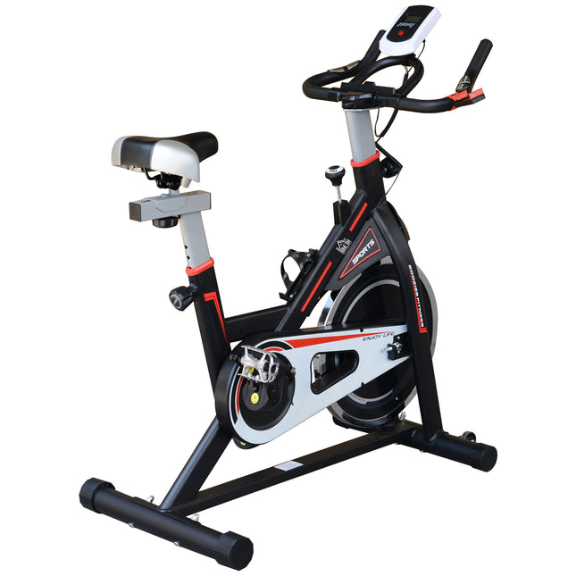 Belt-Driven Exercise Bike with LCD Display and Adjustable Seat - Black